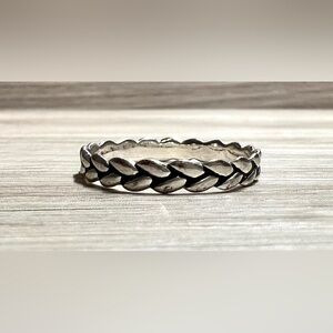 Vintage Designer Signed IBB Sterling Silver Wheat Ring, Size 8.5, 1.4g